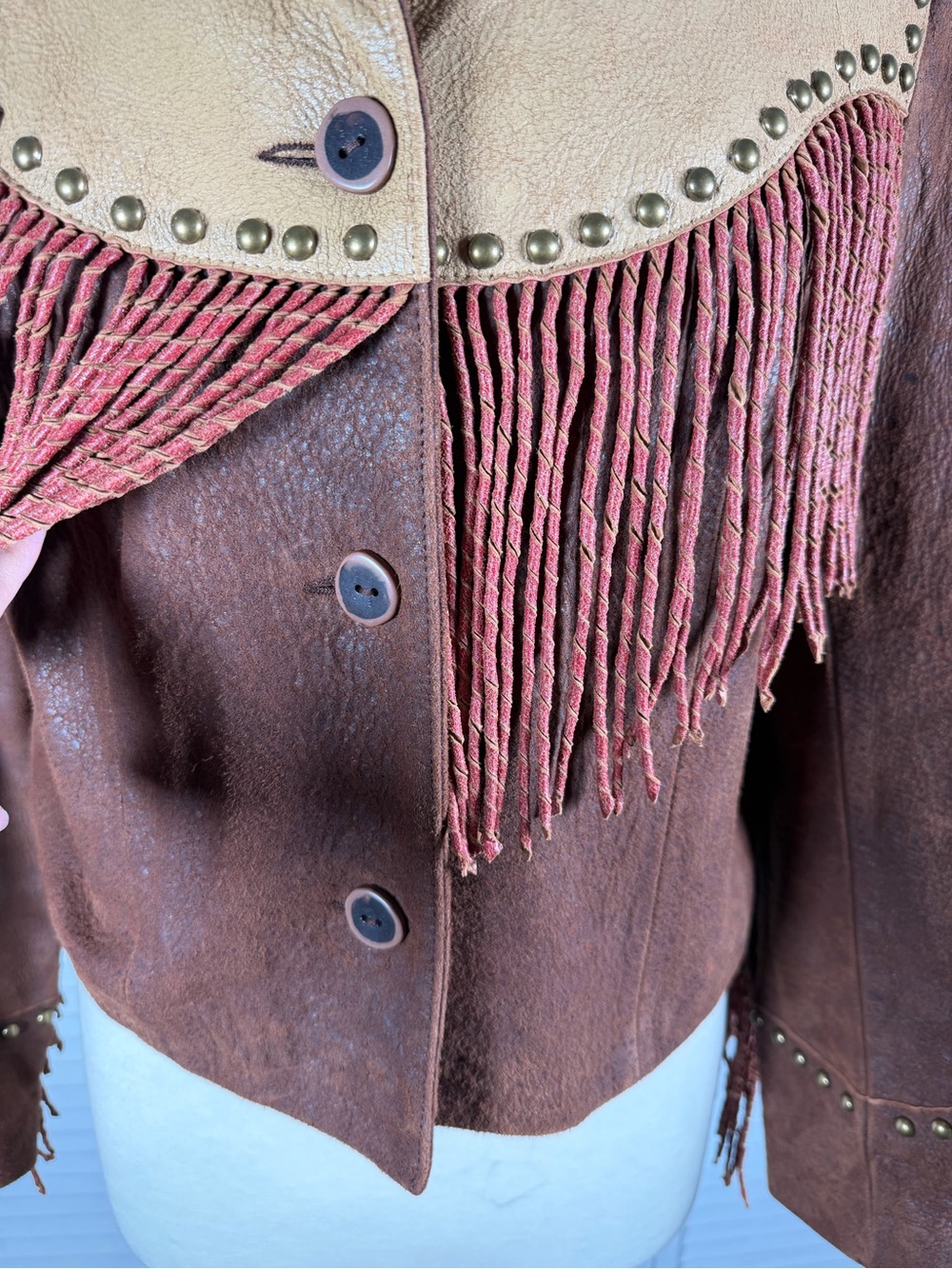 Vintage Scully Leather Fringe Jacket Heart Studded Western Cowgirl Boho M - Picture 5 of 16